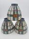 3 Tiffany Style Stained Glass Mission Art Craft Ceiling Fan Vanity Shade Vintage
