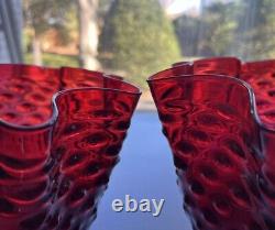 3 Victorian Cranberry Hobnail Art Glass Kerosene Oil Gas Lamp Shades 5 Fitters