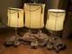 3 Vintage French-style Boudoir Lamps With Original Shades 23.5 In & 21.5 In