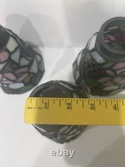 3 Vintage Stained Glass Cardinal Bird Light Fixture Pendant Lamp Shade