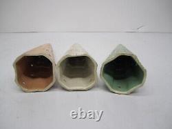 3 Vtg MCM Pendant Hanging Ceiling Light Fixture Ceramic Pottery Cone Shades Only