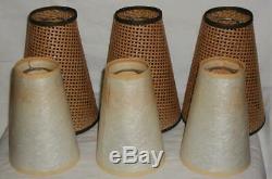 3 Vtg MCM Tension Pole Floor Lamp Light Tiki Cone OUTER SHADES w INNER DIFFUSERS