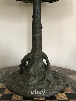 30 Antique Unique Tree Trunk Lamp Base + Grape Leaded Shade -possible shipping