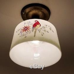 320b Vintage antique 40s Ceiling Light Pendant lamp fixture glass shade kitchen