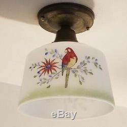 320b Vintage antique 40s Ceiling Light Pendant lamp fixture glass shade kitchen