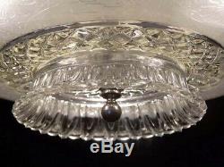 335 Vintage Antique 40's Ceiling Lamp Fixture Glass Shade Chandelier 3 Lights