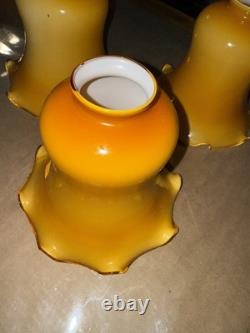 3vtg Art Deco Cased Butterscotch Hand Made Blown Glass Lamp/light Shades