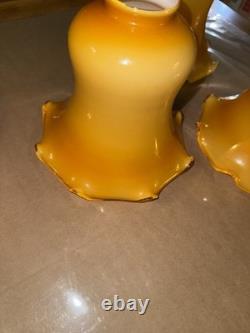 3vtg Art Deco Cased Butterscotch Hand Made Blown Glass Lamp/light Shades