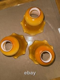 3vtg Art Deco Cased Butterscotch Hand Made Blown Glass Lamp/light Shades