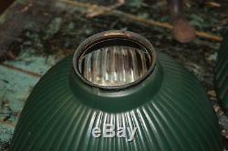 4 Antique VTG 1920s Industrial Green Mercury Glass Holophane Light Lamp Shade