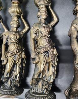 4 Antique Victorian Neo Classical Ladies Sculptures Bronze 21