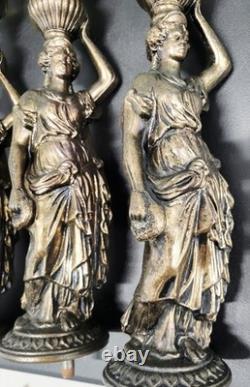 4 Antique Victorian Neo Classical Ladies Sculptures Bronze 21
