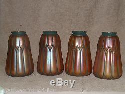 4 Antique Vintage Carnival Glass lamp light shades Iridescent