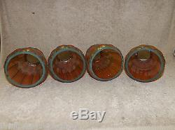 4 Antique Vintage Carnival Glass lamp light shades Iridescent