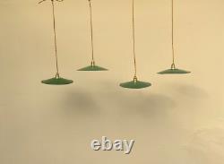 4 French Antique Green White Enamel Light Lamp Shade Farmhouse shade industrial