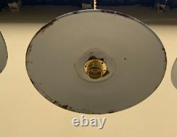 4 French Antique Green White Enamel Light Lamp Shade Farmhouse shade industrial