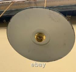 4 French Antique Green White Enamel Light Lamp Shade Farmhouse shade industrial