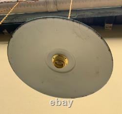 4 French Antique Green White Enamel Light Lamp Shade Farmhouse shade industrial