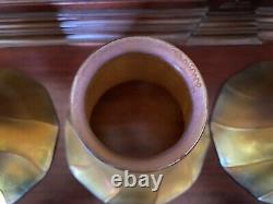 4 Large Gold Iridescent Art Glass Trumpet Shades