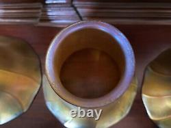 4 Large Gold Iridescent Art Glass Trumpet Shades