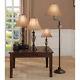 4-piece Aged Bronze Lamp Set With Fabric Shades Table Desk Floor Accent Vintage