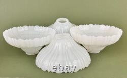 4 VTG Clam Broth Glass Scallop Edge Pendant Lamp Shades 8 1/4'' D 2 1/4'' Fitter