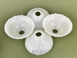 4 VTG Clam Broth Glass Scallop Edge Pendant Lamp Shades 8 1/4'' D 2 1/4'' Fitter