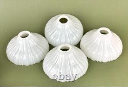 4 VTG Clam Broth Glass Scallop Edge Pendant Lamp Shades 8 1/4'' D 2 1/4'' Fitter