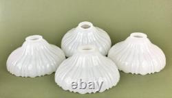 4 VTG Clam Broth Glass Scallop Edge Pendant Lamp Shades 8 1/4'' D 2 1/4'' Fitter