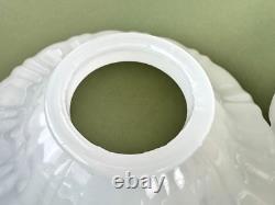 4 VTG Clam Broth Glass Scallop Edge Pendant Lamp Shades 8 1/4'' D 2 1/4'' Fitter