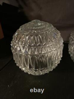4 Vintage Faceted Glass Shades Pineapple Clear Ceiling Light Covers Mid Century