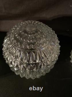 4 Vintage Faceted Glass Shades Pineapple Clear Ceiling Light Covers Mid Century