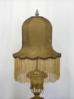 $435 Custom Vtg Victorian Art Deco Style Lamp Shade Fringe Embroidered Flowers