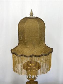 $435 Custom Vtg Victorian Art Deco Style Lamp Shade Fringe Embroidered Flowers