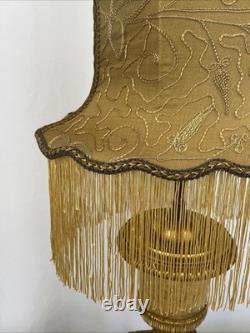 $435 Custom Vtg Victorian Art Deco Style Lamp Shade Fringe Embroidered Flowers