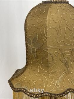 $435 Custom Vtg Victorian Art Deco Style Lamp Shade Fringe Embroidered Flowers