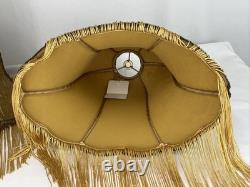 $435 Custom Vtg Victorian Art Deco Style Lamp Shade Fringe Embroidered Flowers