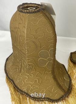 $435 Custom Vtg Victorian Art Deco Style Lamp Shade Fringe Embroidered Flowers