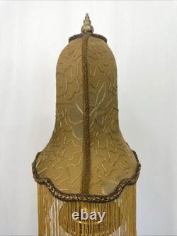 $435 Custom Vtg Victorian Art Deco Style Lamp Shade Fringe Embroidered Flowers
