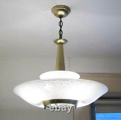 438 50s 60s Vintage Light Lamp Fixture Shade Lightolier mid century chandelier