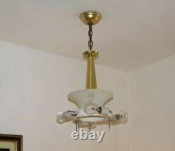 438 50s 60s Vintage Light Lamp Fixture Shade Lightolier mid century chandelier