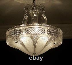 472m Vintage antique Ceiling Light Lamp Glass Shade Fixture Chandelier 3 Lights