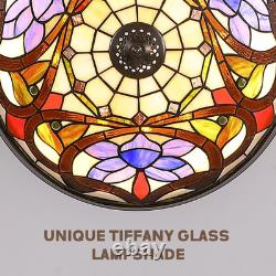 48 Inch Tiffany Style Ceiling Fans with Lights, Retractable Vintage Chandelier C