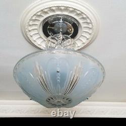 482 Vintage antique Ceiling Glass Light Shade Chandelier Lamp Fixture blue