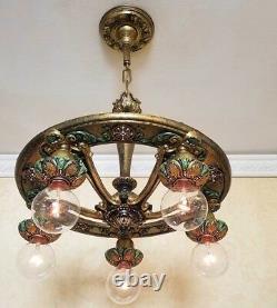 489 Vintage Art Nouveau Shade Ceiling Light Lamp Fixture Chandelier antique