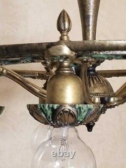 489 Vintage Art Nouveau Shade Ceiling Light Lamp Fixture Chandelier antique