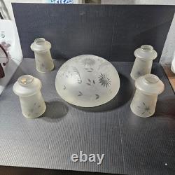 5 Antique 10 &2-1/4 Pan Light Chandelier Shades Dome Frosted Cut to clear globe