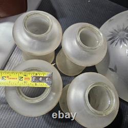 5 Antique 10 &2-1/4 Pan Light Chandelier Shades Dome Frosted Cut to clear globe