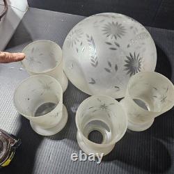 5 Antique 10 &2-1/4 Pan Light Chandelier Shades Dome Frosted Cut to clear globe