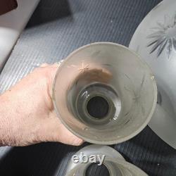 5 Antique 10 &2-1/4 Pan Light Chandelier Shades Dome Frosted Cut to clear globe